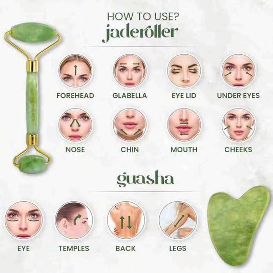 Natural Jade Roller & Gua Sha Set