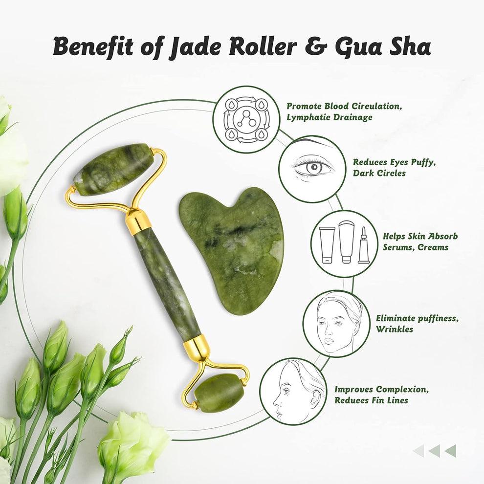 Natural Jade Roller & Gua Sha Set